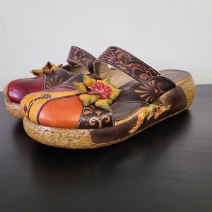 SOCOFY Leather Hollowout Backless Sandal NEEDS REPAIR